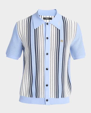 Amiri Men's Mesh Stripe Short-Sleeve Shirt
