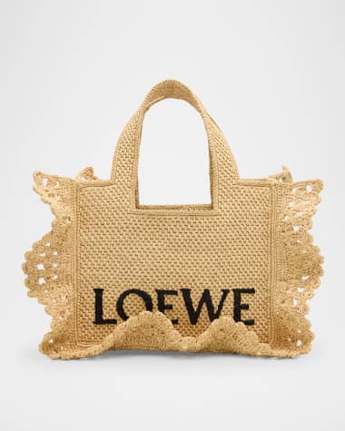 Loewe x Paula’s Ibiza Small Ruffled Tote Bag in Raffia