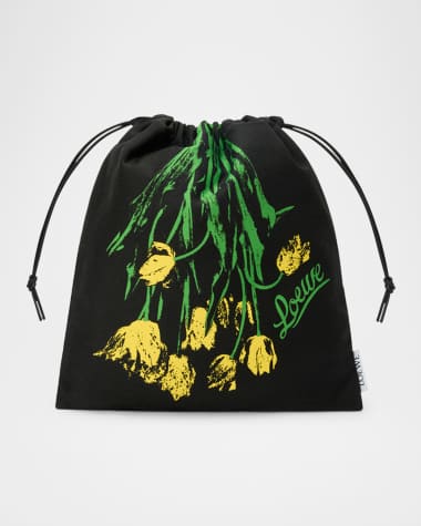 Loewe x Paula’s Ibiza Small Tulip Drawstring Pouch Bag in Cotton and Linen