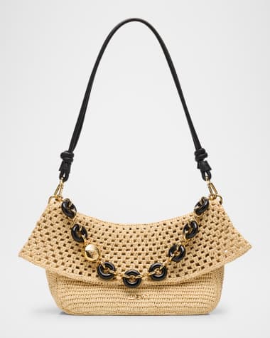 Loewe x Paula’s Ibiza Ola Small Shoulder Bag in Raffia and Leather