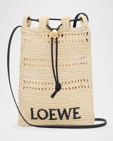 Loewe Pocket Drawstring Raffia Crossbody Bag
