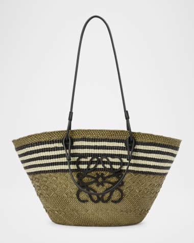 Loewe x Paula’s Ibiza Medium Anagram Striped Basket Tote Bag in Straw