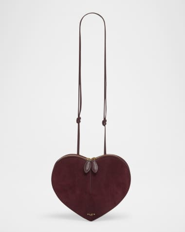 ALAIA Le Coeur Crossbody Bag in Suede