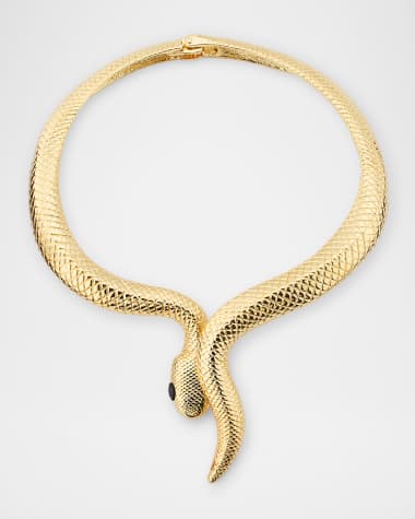Kenneth Jay Lane Golden Snake Hinge Collar Necklace