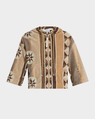 Loewe Short-Sleeve Crop Towelling Hoodie