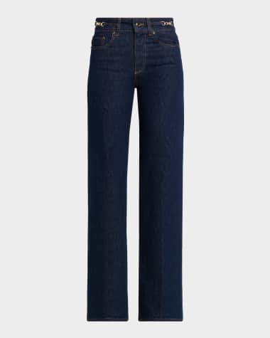 PAIGE Sasha Wide-Leg Jeans with Embellished Waistband