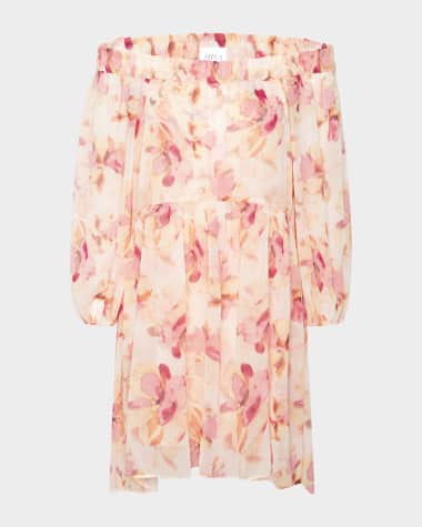 MISA Los Angeles Millie Watercolor Floral Chiffon Dress