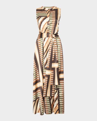 MISA Los Angeles Anabella Geometric Scarf Midi Dress