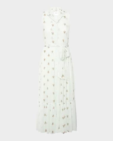 MISA Los Angeles Thebez Ruffled High-Neck Midi Dress