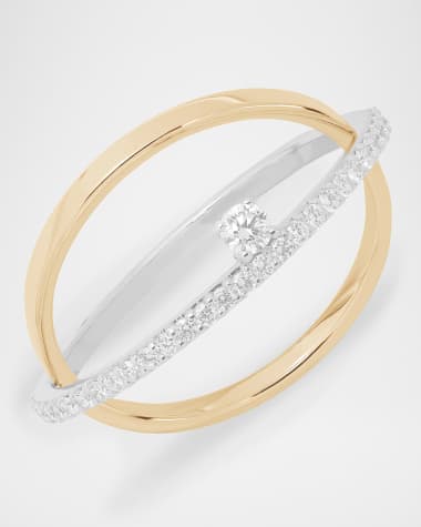 LANA Flawless 14K Two-Tone Crisscross Open Ring with Diamonds