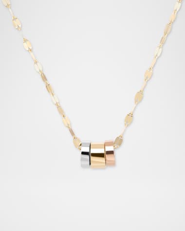 LANA Movable 14K Tri-Gold Loop Necklace, 18"