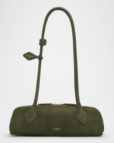 ALAIA Le Teckel Small Shoulder Bag in Suede and Leather