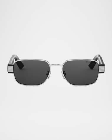 DIOR Men's Christian Dior Label Rectangle Metal Sunglasses