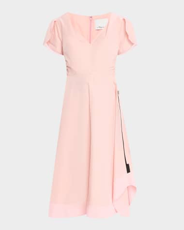 3.1 Phillip Lim V-Neck Tulip-Sleeve Midi Dress