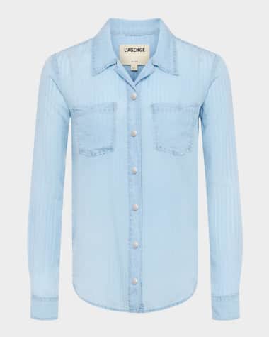 L'Agence Isla Stripe Denim Shirt