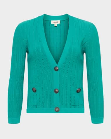 L'Agence Irvin Pointelle Cropped Cardigan