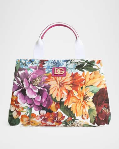 Dolce&Gabbana Kid's Floral Canvas Tote Bag