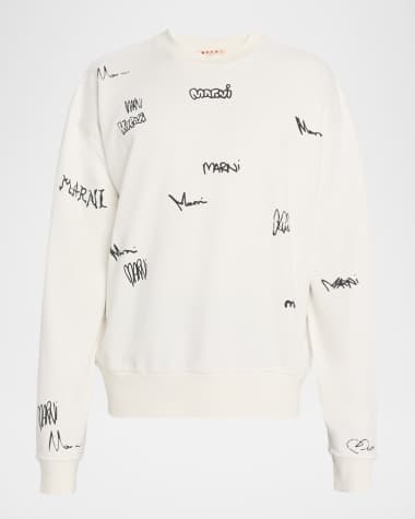 Marni Men's Allover Multi-Logo Long-Sleeve T-Shirt