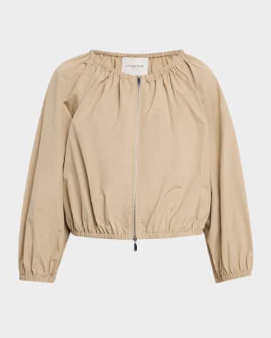 Lafayette 148 New York Cropped Organic Cotton Poplin Bubble Jacket