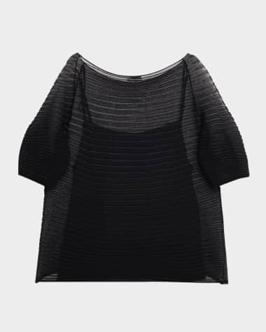 Lafayette 148 New York Sheer Harmonica-Pleated Sweater