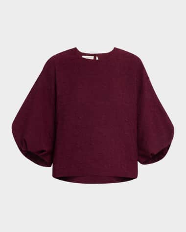 Lafayette 148 New York Blouson-Sleeve Jacquard Blouse