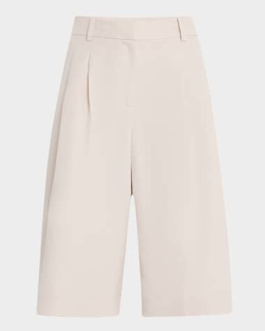 Lafayette 148 New York Sutton Pleated Wide-Leg Shorts