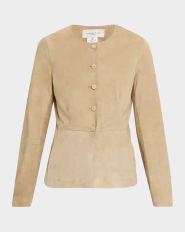Lafayette 148 New York Collarless Suede Jacket