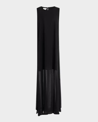 Lafayette 148 New York Sleeveless Layered Side-Slit Maxi Dress