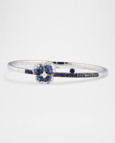 Miseno Ischia Bracelet in 18K White Gold with White Diamonds and Blue Sapphires