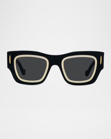 Loewe Men's Signature Acetate Rectangle Sunglasses