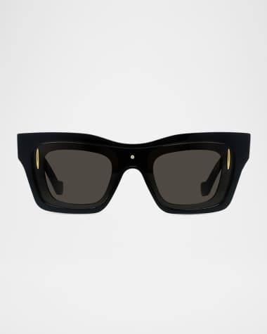 Loewe Men's Signature Layered Acetate Rectangle Sunglasses