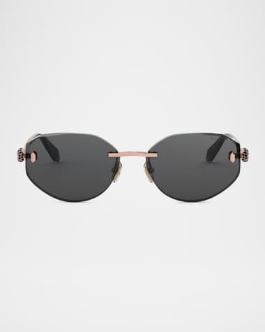 BVLGARI Serpenti Forever Rimless Oval Metal Sunglasses