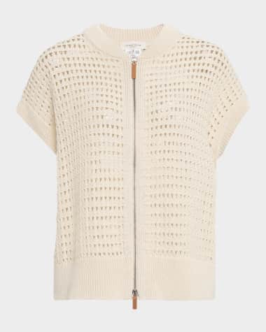 Lafayette 148 New York Open-Knit Cotton Sweater Vest