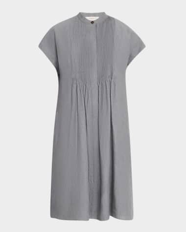 Lafayette 148 New York Ruched Pintuck Linen Dress