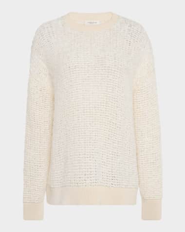 Lafayette 148 New York Textured Open-Stitch Cotton Sweater