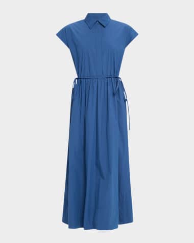 Lafayette 148 New York Drawstring Gathered Midi Shirtdress