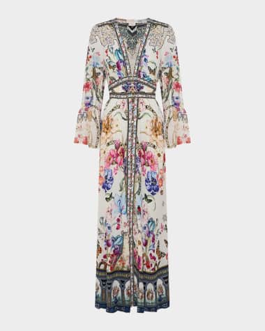 Camilla Monserrate Magic Shaped Waistband Ruffle-Sleeve Maxi Dress