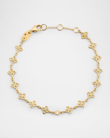 Roberto Coin 18K Yellow Gold Principessa Diamond Flower Link Bracelet