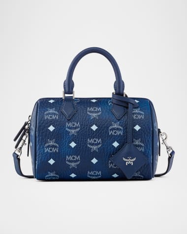 MCM Ella Small Boston Visetos Top-Handle Bag
