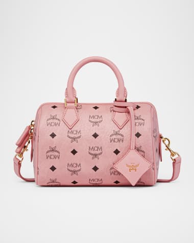 MCM Ella Small Boston Visetos Top-Handle Bag