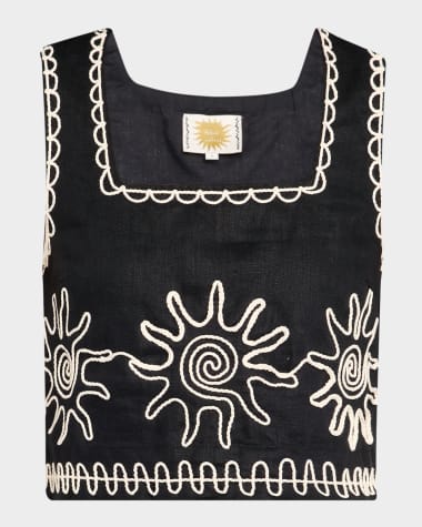 Rails Akira Sun Embroidered Linen Top