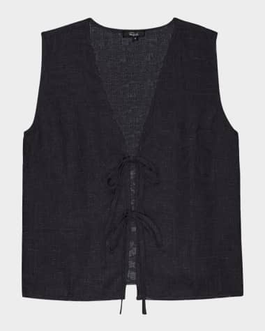 Rails Oregon Linen Tie-Front Top
