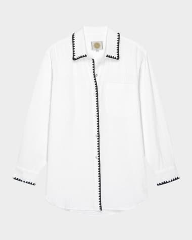 Rails Idania Embroidered Gauze Button-Front Shirt