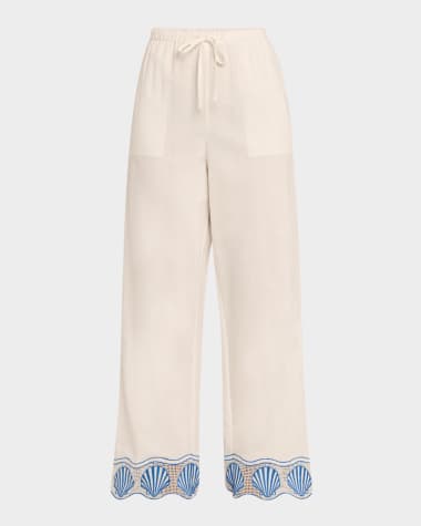 Rails Tildi Embroidered Cotton-Linen Pants