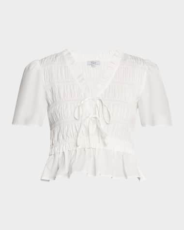 Rails Portia Shirred Tie-Front Blouse