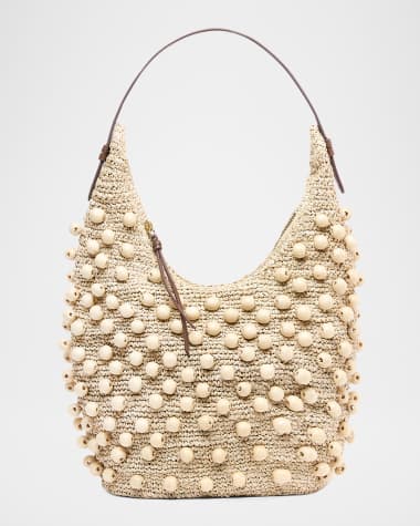 POOLSIDE The Brighton Beaded Raffia Shoulder Bag