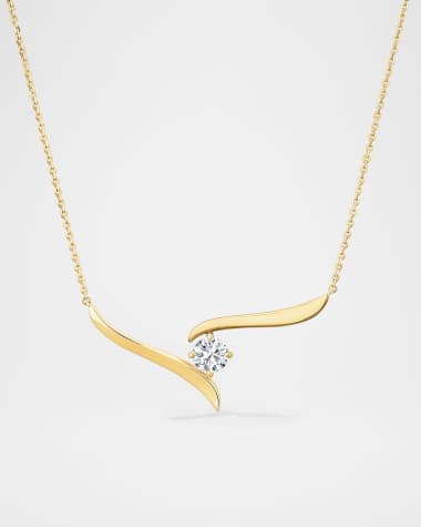 Hearts on Fire 18K Yellow Gold Vela Solitaire Diamond Crossover Pendant Necklace