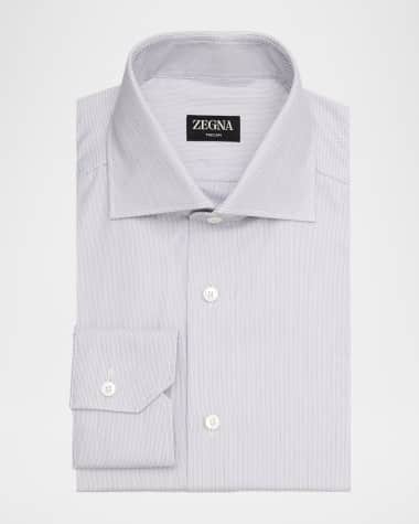 slim fit dress slacks David Donahue Dress Shirt-Trim Fit-Lilac Mini Check