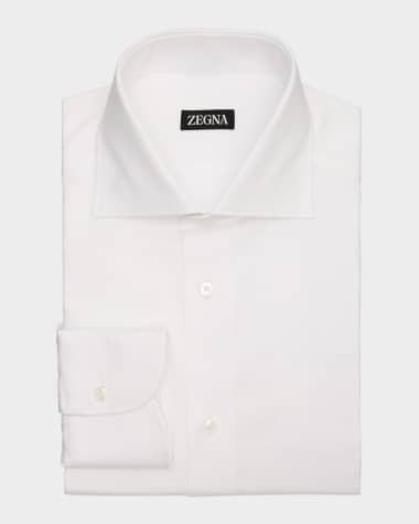 ZEGNA Men's Cotton Oxford Spread-Collar Dress Shirt