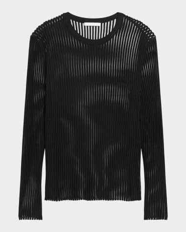 Helmut Lang Men's Sheer Vertical Ribbed Top